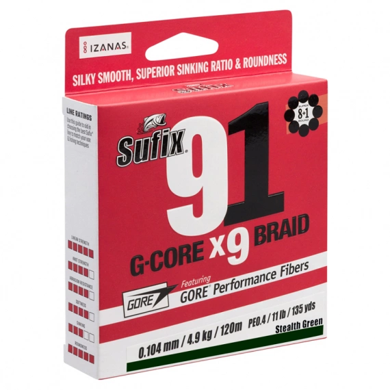 Sufix 91 Braid Lo-Vis Green 150m 0,235mm 14,5kg